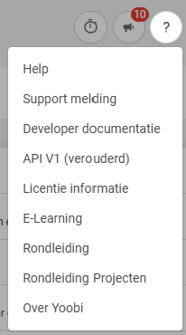 menu met developer documentatie link