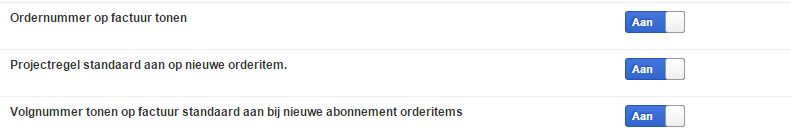 instellingen order